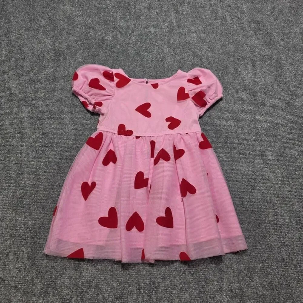 Pink Red Heart Tulle Dress Size 2T